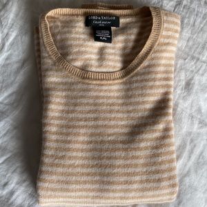Lord & Taylor 100% Cashmere Striped Sweater Size PL